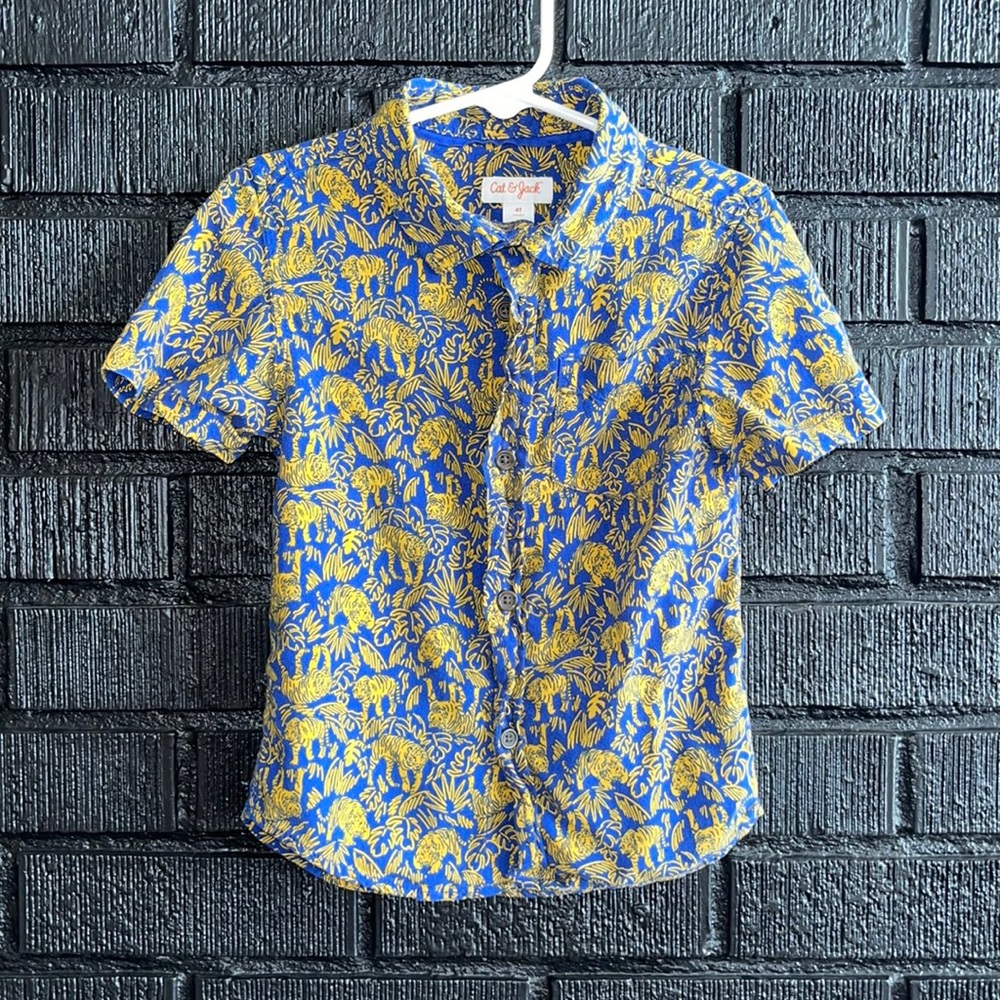 Cute boys tiger button up shirt